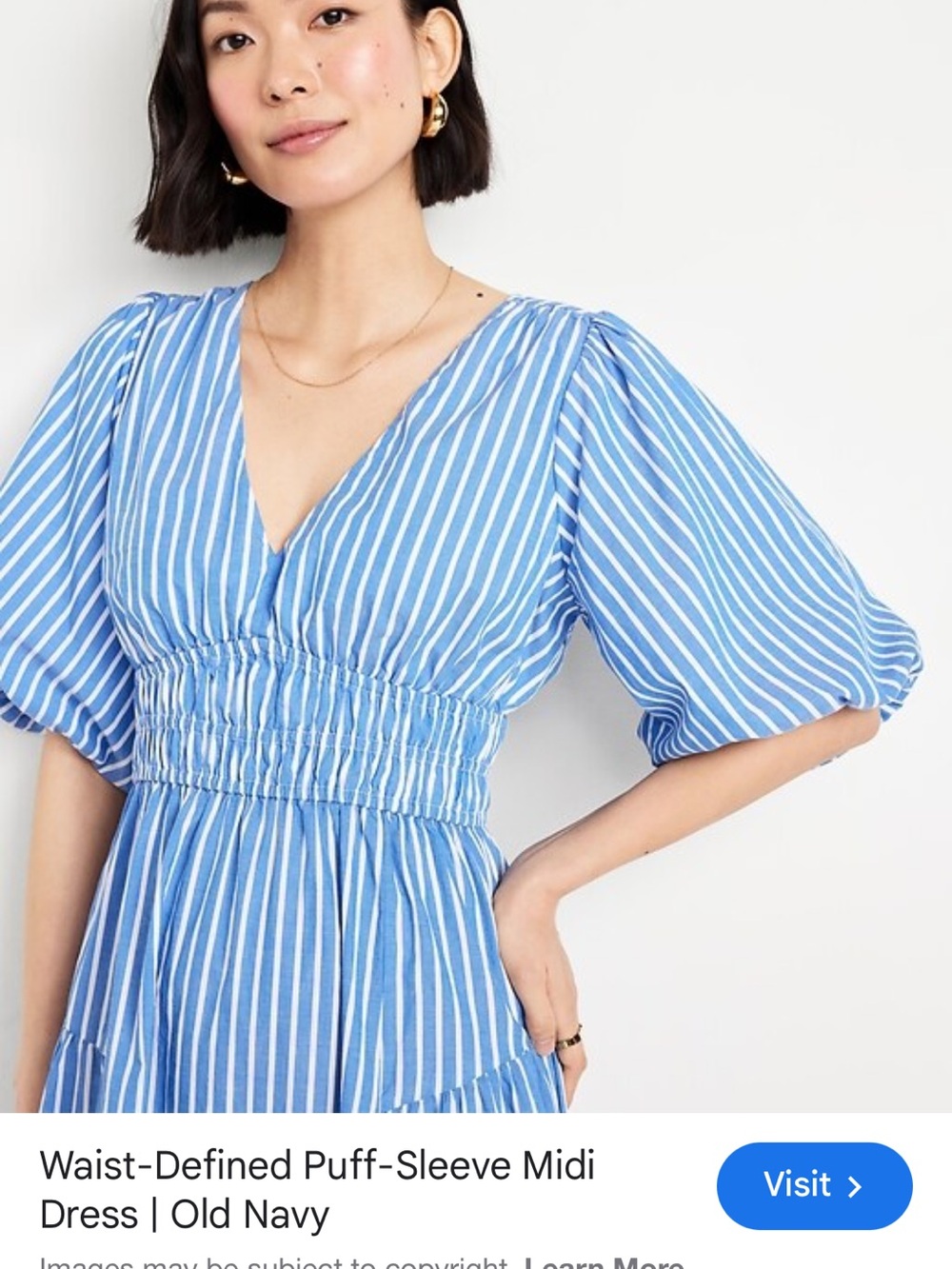 Old Navy Blue and White Striped Maternity Dress